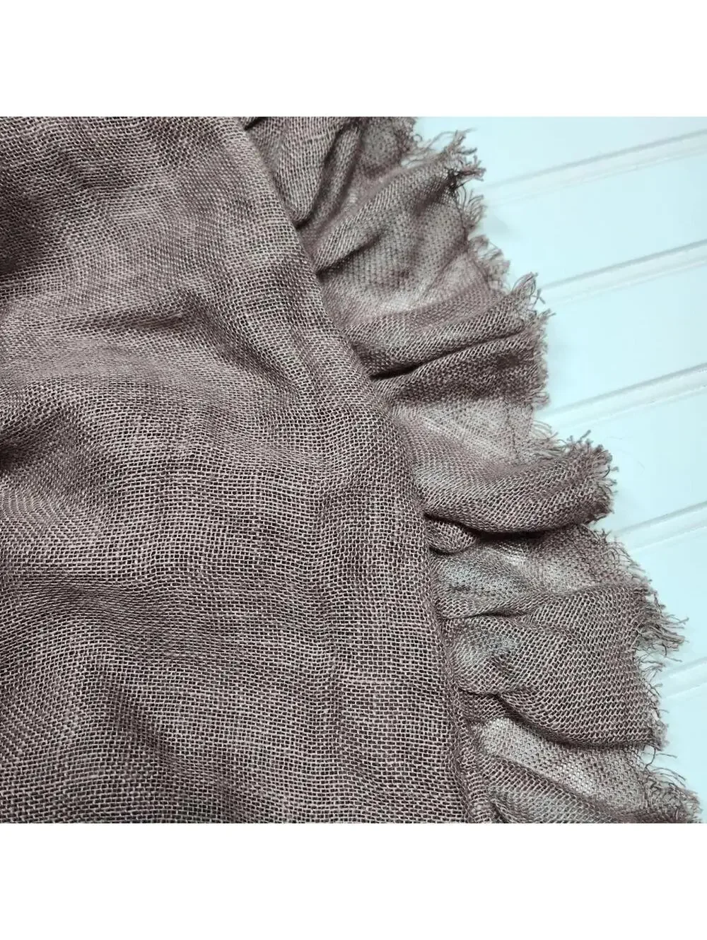 Wamsutta 100% Linen Fringe Pillow Cover Neutral Brown Mauve Farmhouse 20x20
